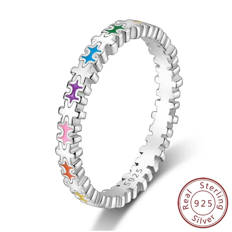 Anillo Arcoíris Elegancia - Plata 925 con Circonita en Forma de Gota de Agua