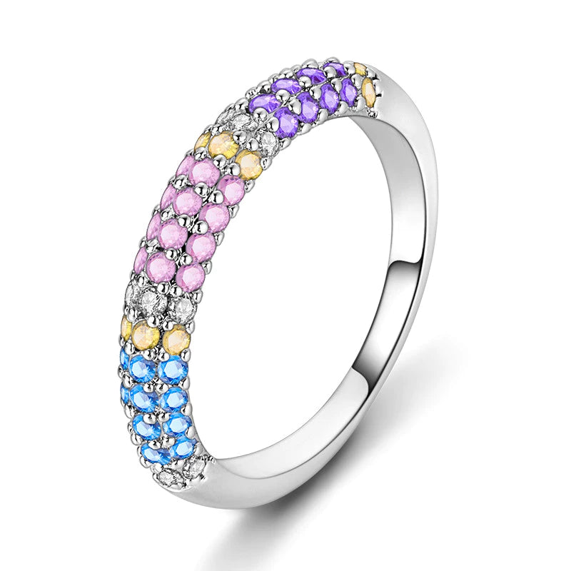 Anillo Arcoíris Elegancia - Plata 925 con Circonita en Forma de Gota de Agua
