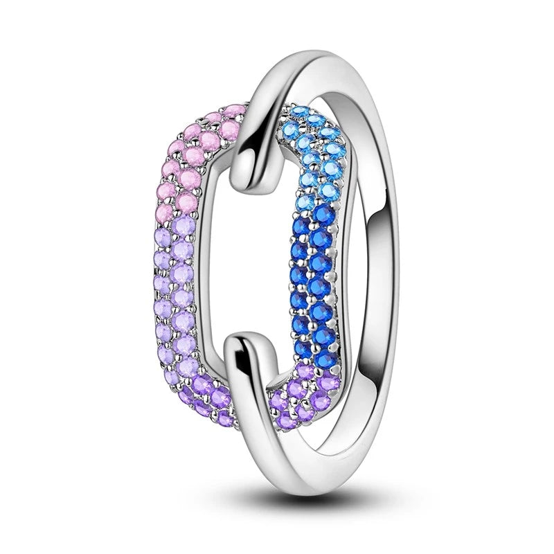 Anillo Arcoíris Elegancia - Plata 925 con Circonita en Forma de Gota de Agua