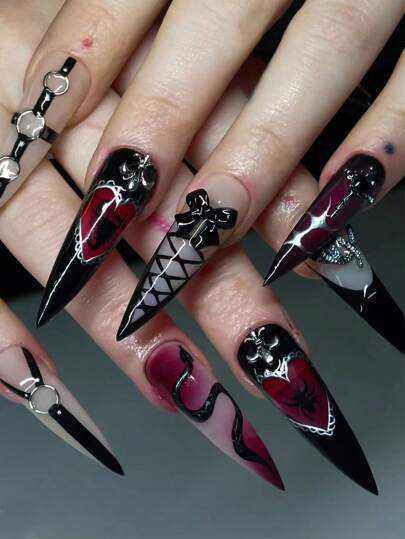 Unhas Postiças Stiletto | 24 u - Luna Fashion Style -