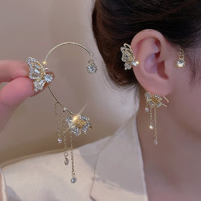 Brinco Ear Cuff Borboleta com Strass – Estilo Fairy, Feminino e Elegante