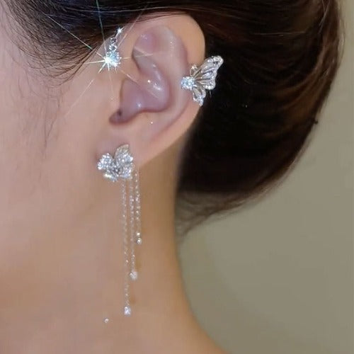 Brinco Ear Cuff Borboleta com Strass – Estilo Fairy, Feminino e Elegante