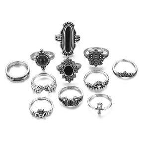 BohoQueen™ - Conjunto de anillos de plata vintage