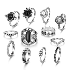 BohoQueen™ - Conjunto de anillos de plata vintage