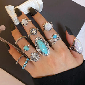 BohoQueen™ - Conjunto de anillos de plata vintage