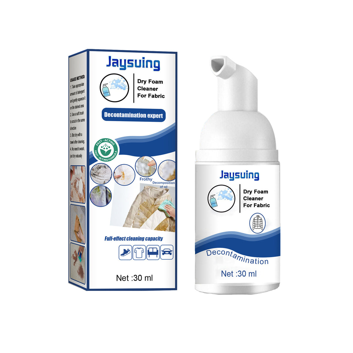 Espuma Mágica Tira Manchas a Seco 30ml Jaysuing | Limpeza Rápida e Prática sem Água