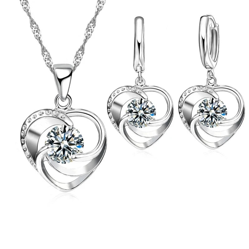 LoveShine™ - Conjunto de Colar e Brincos em Prata 925