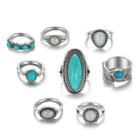 BohoQueen™ - Conjunto de anillos de plata vintage