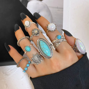 BohoQueen™ - Conjunto de anillos de plata vintage