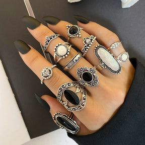BohoQueen™ - Conjunto de anillos de plata vintage
