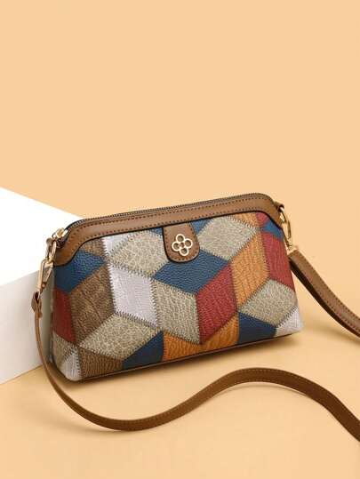 Bolsa Crossbody Vintage com Padrão de Losango - Luna Fashion Style - 