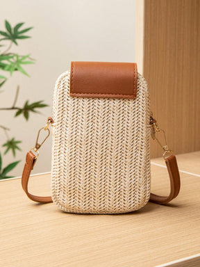 Bolsa de Palha Transversal com Pérolas e Strass - Luna Fashion Style - 