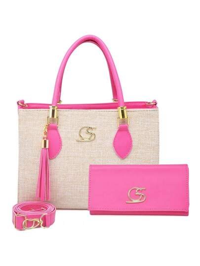 Bolsa Feminina Média tecido + Carteira Gaby Show - Luna Fashion Style - 