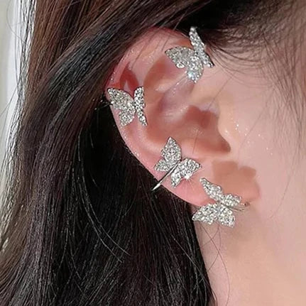 Brinco Ear Cuff Borboleta com Strass – Estilo Fairy, Feminino e Elegante