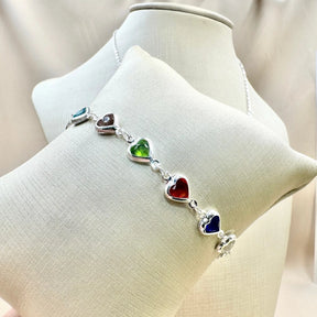Kit Brilho do Amor - Colar e Pulseira Coração com Pedrinhas Coloridas