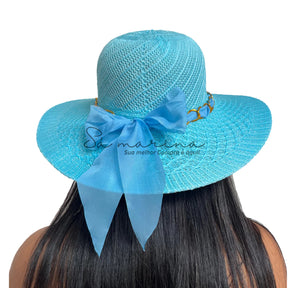 Sombrero de ala ancha para mujer con cadena de lujo y detalle de lazo 