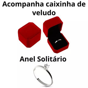 Par de Alianças SilverLove - Banhadas a Prata 925 + Solitário