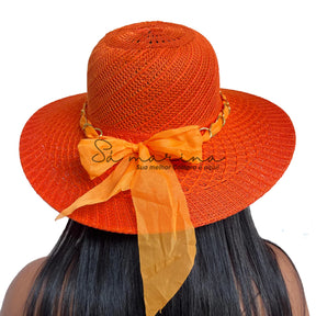 Sombrero de ala ancha para mujer con cadena de lujo y detalle de lazo 