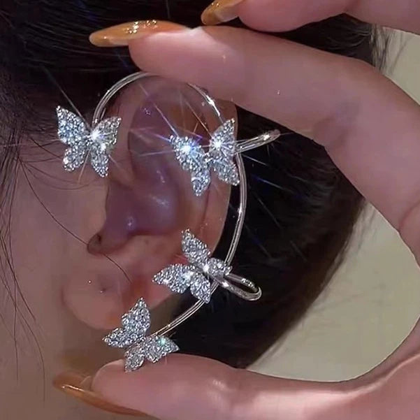 Brinco Ear Cuff Borboleta com Strass – Estilo Fairy, Feminino e Elegante