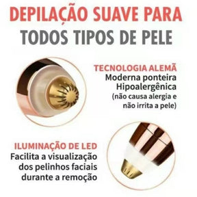 Caneta Depiladora Sobrancelha Elétrico Recarregável USB Bivolt (Cores Sortidas)