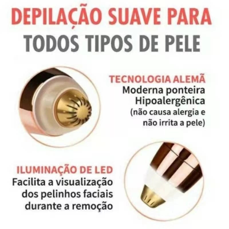 Caneta Depiladora Sobrancelha Elétrico Recarregável USB Bivolt (Cores Sortidas)