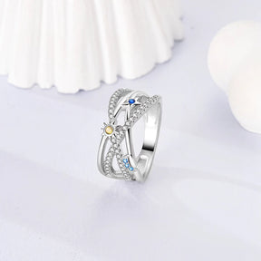 Anillo Arcoíris Elegancia - Plata 925 con Circonita en Forma de Gota de Agua