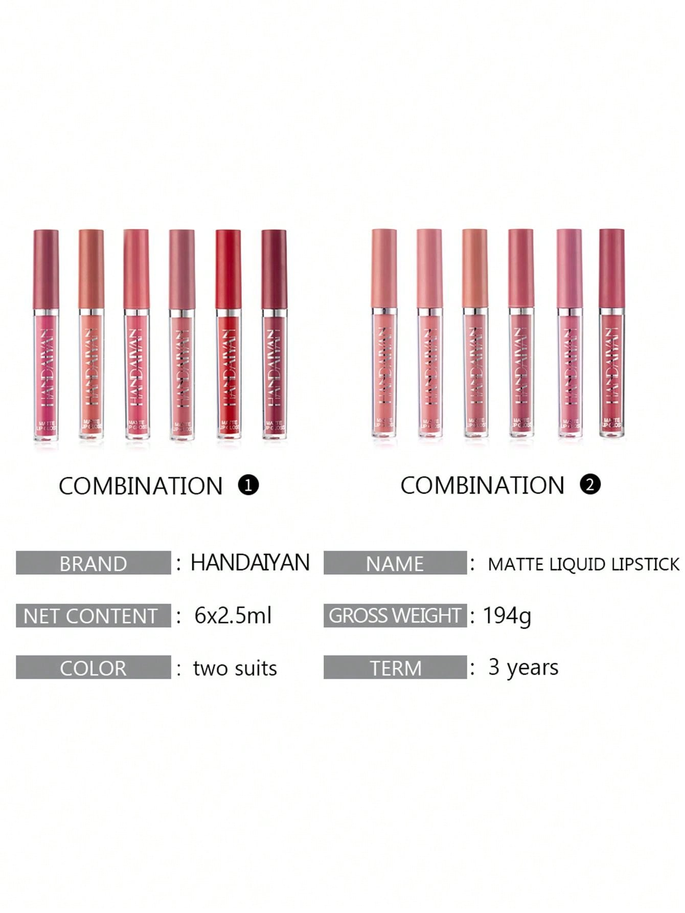 Conjunto de 6 Batons Líquidos Matte | à Prova D’Água - Luna Fashion Style - 