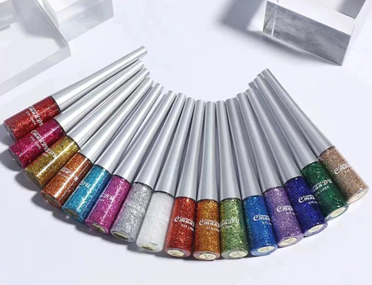 Delineador c/ Glitter 16 Cores CmaaDu | High Density Pearl Ultra Brilhante - Luna Fashion Style - 