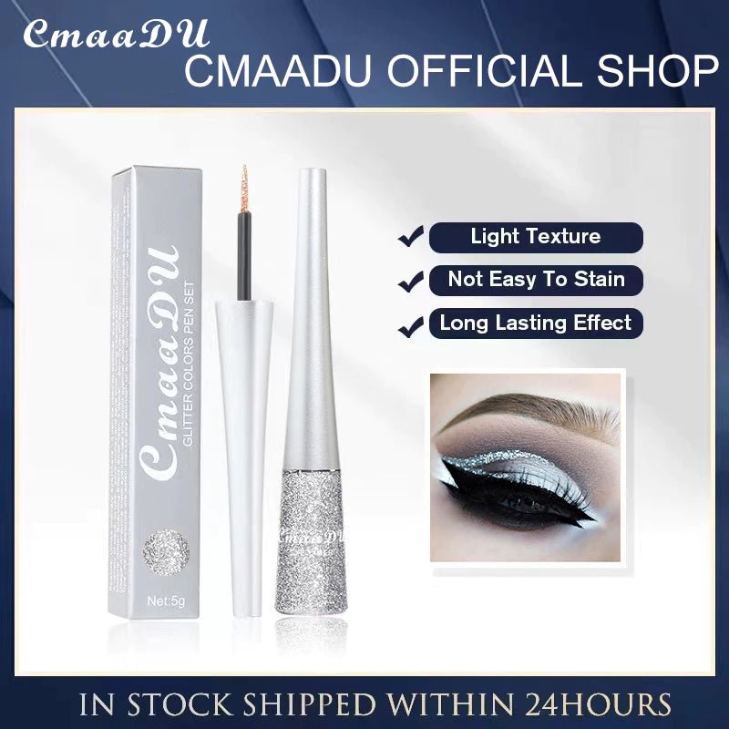 Delineador c/ Glitter 16 Cores CmaaDu | High Density Pearl Ultra Brilhante - Luna Fashion Style - 