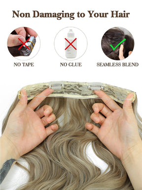 Extensões de Cabelo Ondeado Encaracolado Halo com Fio Invisível - Luna Fashion Style - 
