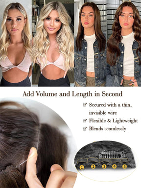 Extensões de Cabelo Ondeado Encaracolado Halo com Fio Invisível - Luna Fashion Style - 