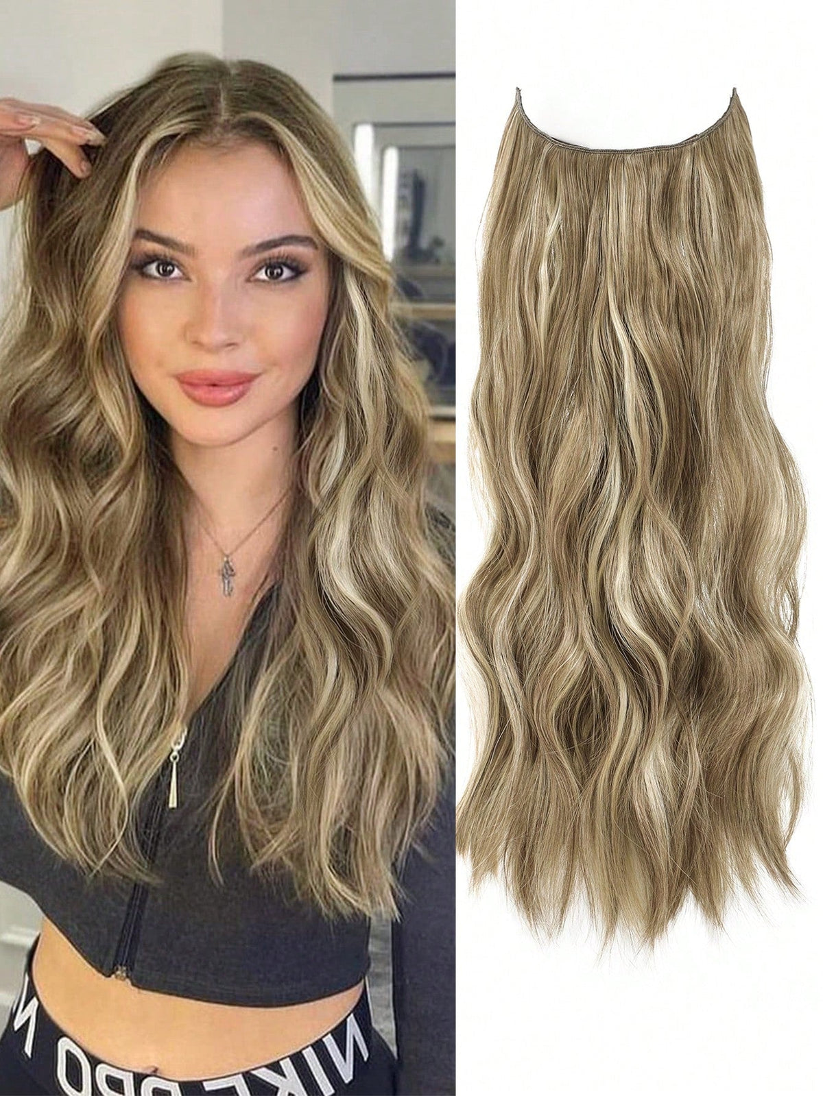 Extensões de Cabelo Ondeado Encaracolado Halo com Fio Invisível - Luna Fashion Style - 