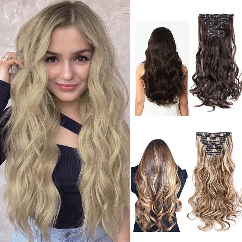 Extensões de Cabelo Sintético Ondulado com 16 Presilhas - Luna Fashion Style - 