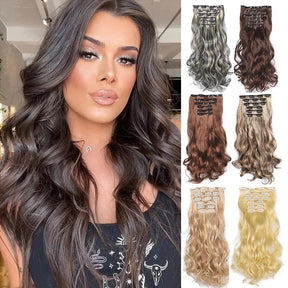 Extensões de Cabelo Sintético Ondulado com 16 Presilhas - Luna Fashion Style - 