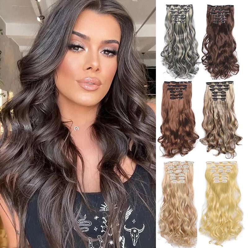 Extensões de Cabelo Sintético Ondulado com 16 Presilhas - Luna Fashion Style - 