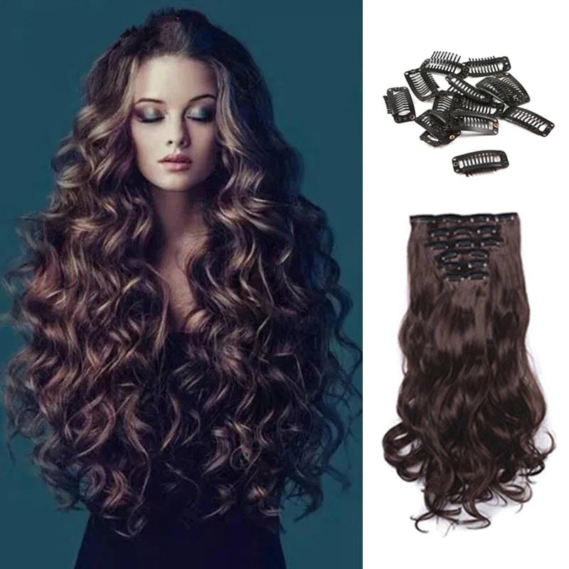 Extensões de Cabelo Sintético Ondulado com 16 Presilhas - Luna Fashion Style - 