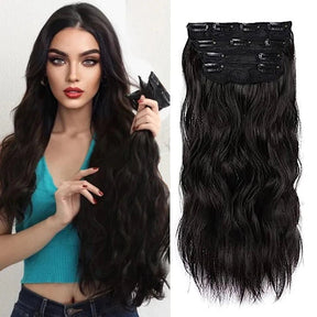 Extensões de Cabelo Sintético Ondulado com 16 Presilhas - Luna Fashion Style - 