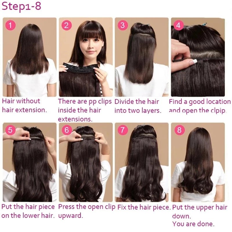 Extensões de Cabelo Sintético Ondulado com 16 Presilhas - Luna Fashion Style - 