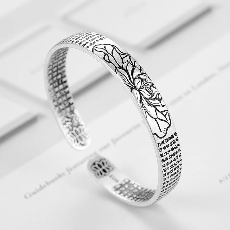 Pulsera SilverZen - Plata 925 ajustable con escrituras budistas
