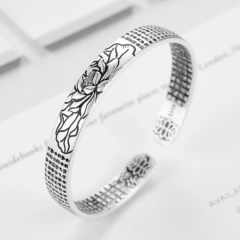 Pulsera SilverZen - Plata 925 ajustable con escrituras budistas