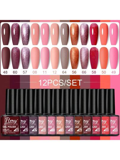 Kit de Esmaltes em Gel Ftmy | 12 Cores - Luna Fashion Style - 