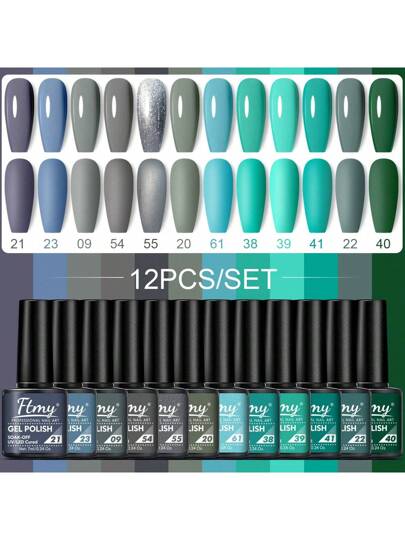 Kit de Esmaltes em Gel Ftmy | 12 Cores - Luna Fashion Style - 