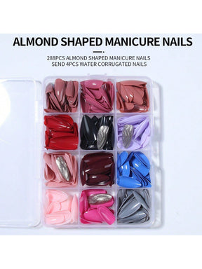 Kit de Unhas Postiças Acrílicas - 292 Peças com 12 Cores - Luna Fashion Style - 