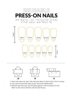 Kit de Unhas Postiças Press On Amendoado | 24 u - Luna Fashion Style - 