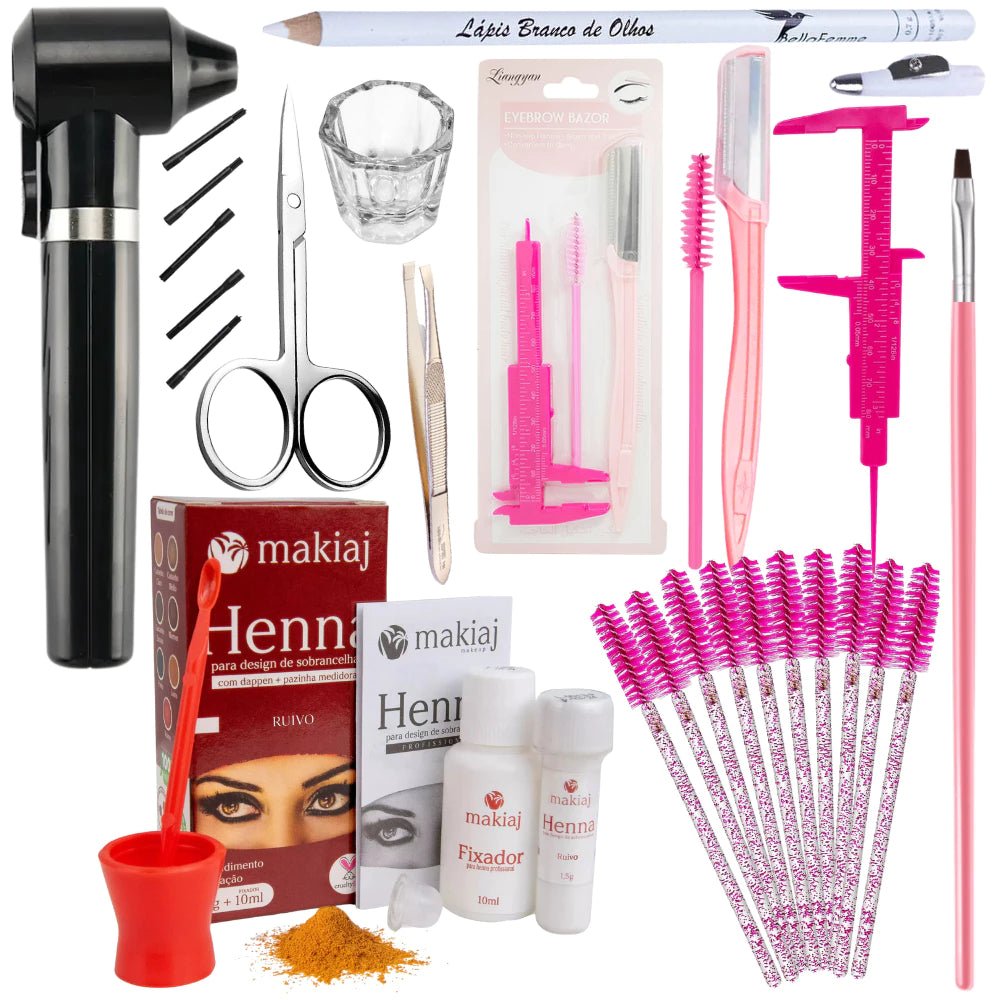 Kit Profissional c/ Acessórios de Designer de Sobrancelhas - Luna Fashion Style - 