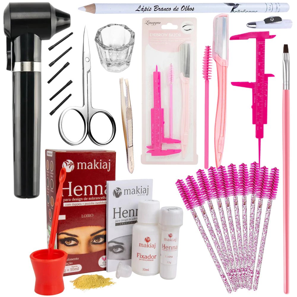 Kit Profissional c/ Acessórios de Designer de Sobrancelhas - Luna Fashion Style - 