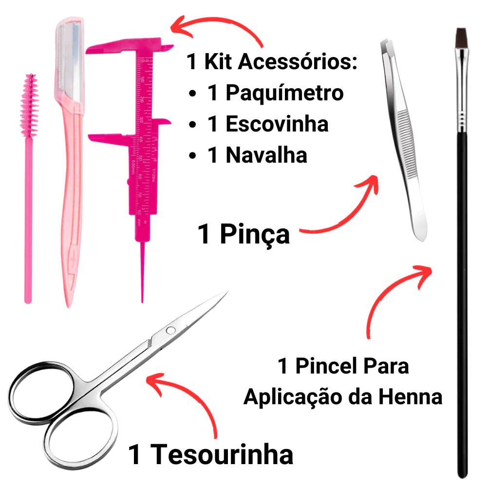 Kit Profissional c/ Acessórios de Designer de Sobrancelhas - Luna Fashion Style - 