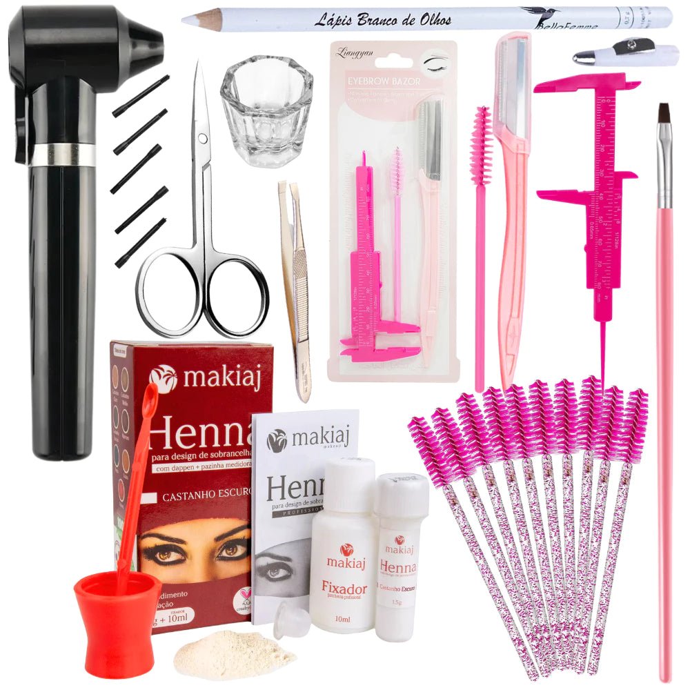 Kit Profissional c/ Acessórios de Designer de Sobrancelhas - Luna Fashion Style - 