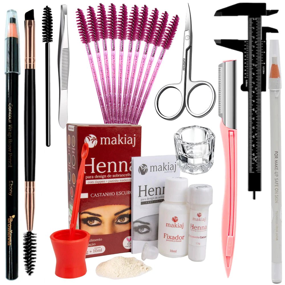 Kit Sobrancelha Profissional Henna Makiaj - Luna Fashion Style - 