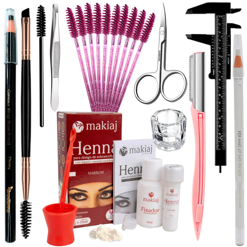 Kit Sobrancelha Profissional Henna Makiaj - Luna Fashion Style - 